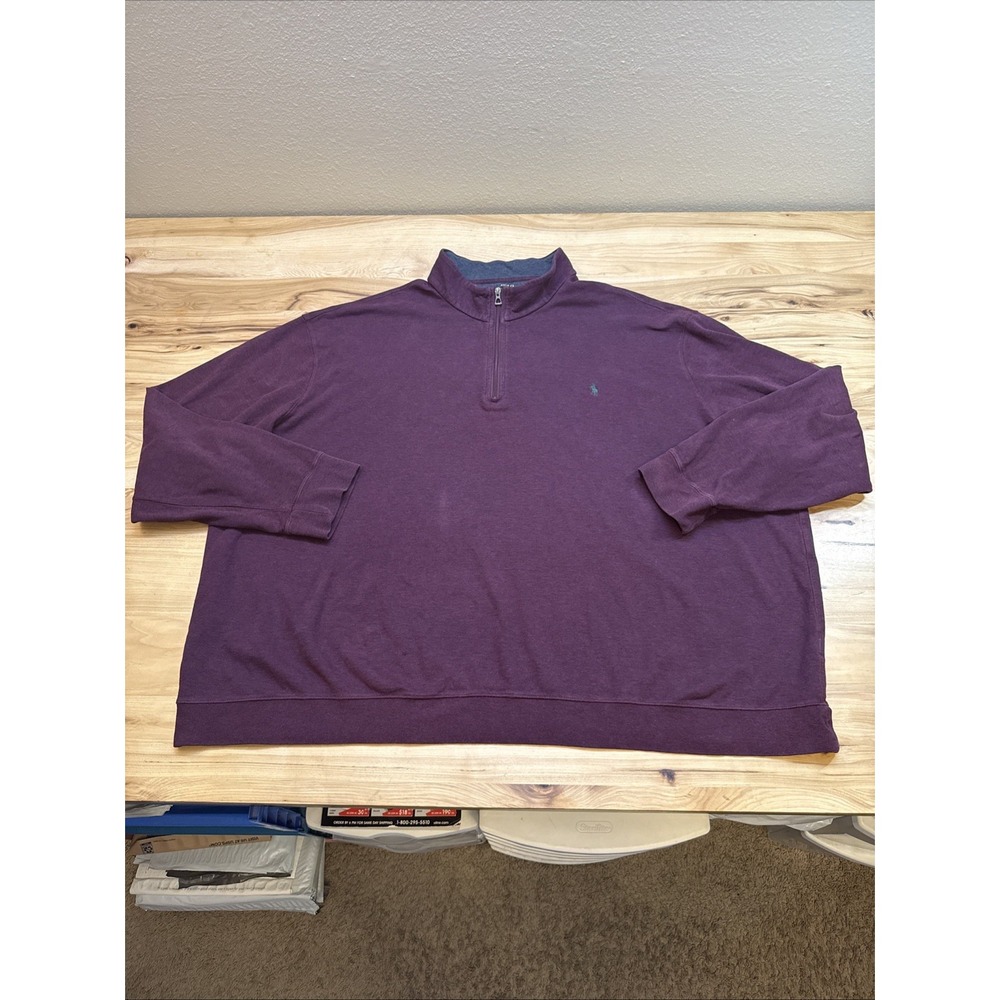 Polo Ralph Lauren Mens Quarter Zip Pullover Burgundy Heather Knit Sweater 5XB